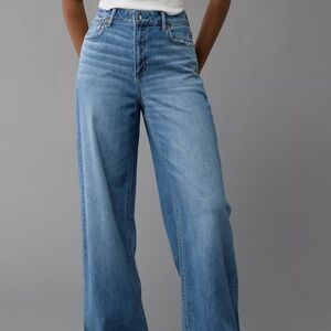 AE Women's Dreamy Drape Stretch Super High-Waisted Baggy Wide-Leg Jean 20 NWT